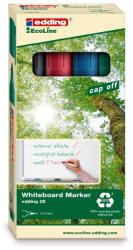 edding Marker pentru tabla Edding 28, ecologic, varf rotund, 1.5-3 mm, 4 culori set (negru, rosu, albastru, verde) (ED280005)
