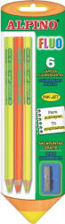 Alpino Creioane colorate fluorescente, 6 culori blister + ascutitoare, ALPINO Fluo (MS-LE000019)