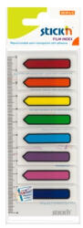 Hopax Stick index plastic transparent color 45 x 12 mm, 8 x 15 file set, Stick n - sageata - 8 culori neon (HO-21466)