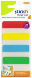 Hopax Stick index plastic transp. cu margine color 38 x 51 mm, 4 x 20 file set, Stick n - 4 culori neon (HO-21608)