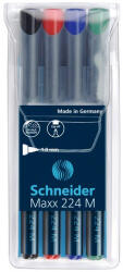 Schneider Universal permanent marker SCHNEIDER Maxx 224 M, varf 1mm, 4 culori set - (N, R, A, V) (S-1208)
