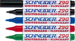 Schneider Marker SCHNEIDER Maxx 290, pentru tabla de scris+flipchart, varf rotund 2-3mm, 4 cul set - (N, R, A, V) (S-129094)