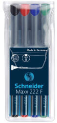 Schneider Universal permanent marker SCHNEIDER Maxx 222 F, varf 0.7mm, 4 culori set - (N, R, A, V) (S-112294)