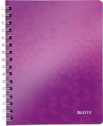 Leitz Caiet de birou Leitz WOW, PP, A5, cu spira, matematica, mov metalizat (SL020806) - siscom-papetarie