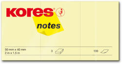 Kores Notite adezive, Kores, 40 x 50 mm, galben, 300 file (KS878050) - siscom-papetarie