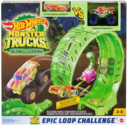 Mattel Hot Wheels Monster Truck Pista Cascadorilor In Bucla Fosforescenta (MTHBN02) - etoys
