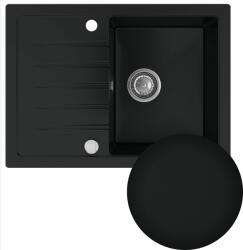 SINK Quality Mosogató Minőségi Titanite, konyhai gránit mosogató 680x495x215 mm + szifon, fekete, SKQ-TIT. C. 1KKO. X (SKQ-TIT.C.1KKO.X)