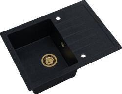 SINK Quality Mosogató Minőségi Titanite, konyhai gránit mosogató 680x495x215 mm + arany szifon, fekete foltos-Brocade, SKQ-TIT. B. 1KKO. XG (SKQ-TIT.B.1KKO.XG)