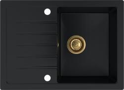 SINK Quality Mosogató Minőségi Titanite, konyhai gránit mosogató 680x495x215 mm + arany szifon, fekete, SKQ-TIT. C. 1KKO. XG (SKQ-TIT.C.1KKO.XG)