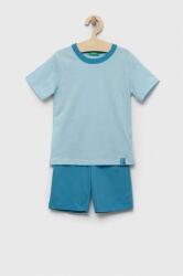United Colors of Benetton gyerek pamut pizsama sima - kék 140