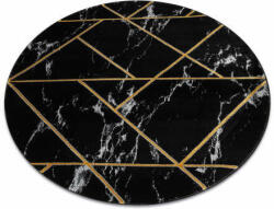 My carpet company kft Kizárólagos EMERALD szőnyeg 2000 kör - glamour, elegáns márvány, geometriai fekete / arany kerék 160 cm (AF806)