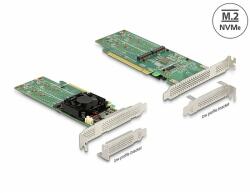 Delock PCI Express x16 Card - 4 x belső NVMe M. 2 M-kulcs - alacsony profilú formatényező (90078)
