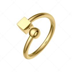 BALCANO - Gamer / Nemesacél gyűrű egy kocka és egy golyó dísszel, 18K arany bevonattal / 50 mm