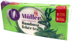 Papírzsebkendő 4 rétegű 100 db/csomag Bambusz - fehér tea illatú Müller - bolt