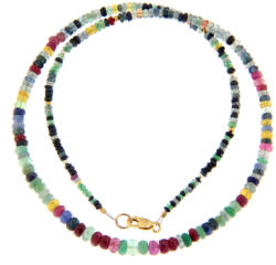 Colier Safir Mixt Natural Disc Fatetat - 1-2 x 2-5 mm - Accesorii Gold Filled - Argint 925