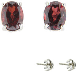  Cercei Granat Oval Fatetat 7x5x15 mm Argint 925 Pentru Tinute Fine - 1 Pereche