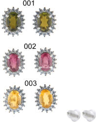  Cercei din Argint 925 cu Turmalina Naturala cu Zircon - Ovala Fatetata - 10x8x14 mm - 1 Pereche