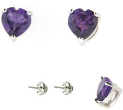  Cercei Ametist natural inima fatetat cu argint 925 6x5x14 mm cadou cu semnificatie 1 pereche