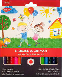 DACO Creioane colorate hexagonale DACO Maxi CC512H, 12 buc/set
