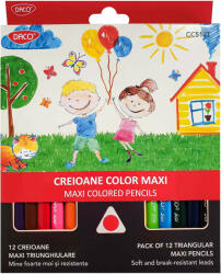 DACO Creioane colorate triunghiulare DACO Maxi CC512T, 12 buc/set
