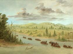 Grafika - Puzzle Catlin: Petrecerea lui La Salle intrând în Mississippi în canoe. 6 februarie 1682, 1847-1848 - 2 000 piese Puzzle