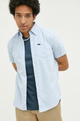 Superdry pamut ing férfi, legombolt galléros, regular - kék S - answear - 30 990 Ft