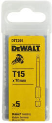 DEWALT Set 5 biti DeWALT DT7291 de torsiune Torx T15 70mm (DT7291) - construkt