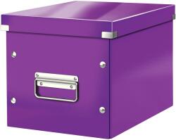 Leitz WOW Click & Store tároló doboz, laminált karton, részben újrahasznosított, összecsukható, fedéllel és fogantyúval, 26x24x26 cm, lila (LZ61090062)