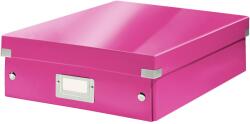 Leitz WOW Click & Store Organizer Szervező doboz, tároló, laminált karton, részben újrahasznosított, tetővel, 28x10x37 cm, rózsaszín (LZ60580023)
