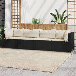 vidaXL Set mobilier relaxare grădină 4 piese cu perne poliratan negru (319736) - vidaxl