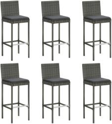 vidaXL Scaune de bar cu perne, 6 buc. , gri, poliratan (362579)