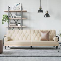 vidaXL Canapea extensibilă cu cotiere, crem, material textil (351940) Canapea