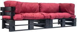 vidaXL Set canapea grădină paleți perne roșii, 2 piese, lemn pin (277419)