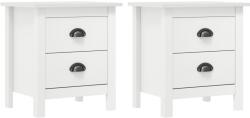 vidaXL Noptieră Hill, 2 buc. , alb, 46x35x49, 5 cm, lemn masiv pin (288908)