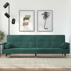 vidaXL Canapea extensibilă cu perne, verde închis, catifea (351859) Canapea