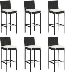vidaXL Scaune de bar cu perne, 6 buc. , negru, poliratan (362578)