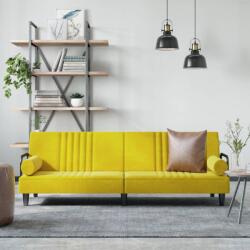 vidaXL Canapea extensibilă cu cotiere, galben, catifea (351899) Canapea