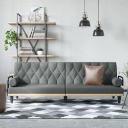 vidaXL Canapea extensibilă cu cotiere, gri închis, textil (351938) Canapea