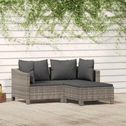 vidaXL Set mobilier de grădină cu perne, 3 piese, gri, poliratan (362685) - vidaxl