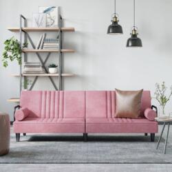 vidaXL Canapea extensibilă cu cotiere, roz, catifea (351897) Canapea