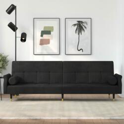 vidaXL Canapea extensibilă cu perne, negru, catifea (351861) Canapea