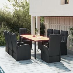 vidaXL Set mobilier de grădină cu perne, 9 piese, negru, poliratan (3157604) - vidaxl