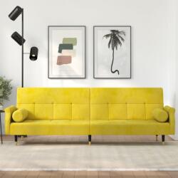 vidaXL Canapea extensibilă cu perne, galben, catifea (351862) Canapea