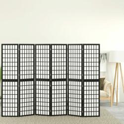 vidaXL 6 paneles fekete japán stílusú összecsukható paraván 240x170 cm (352082) - vidaxl