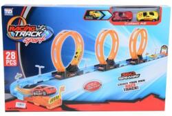Magic Toys Racing Track 28db-os versenypálya szett 3db hurokkal és 2db hátrahúzható autóval 1/64 MKK583422