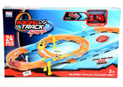 Magic Toys Super Track 24db-os versenypálya szett spirállal és hátrahúzható autóval 1/64 MKK583746