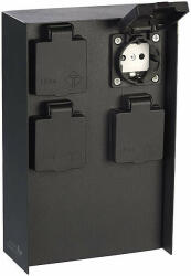 AV Electronics Kerti konnektor 4 db aljzattal rozsdamentes acél kültéri elosztó fedőlappal fekete áramelosztó