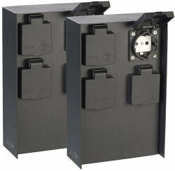 AV Electronics Kerti konnektor 4 db aljzattal 2 darabos szett rozsdamentes acél kültéri elosztó fedőlappal fekete áramelosztó