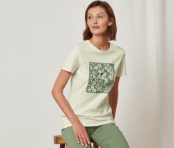 Tchibo Női póló, virágos, krém/zöld Krémszínű, színes nyomott mintával S 36/38