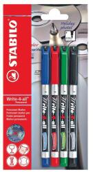 STABILO Marker permanent Stabilo Write-4-all, F, 0.7 mm, 4 culori/blister (SW175510)